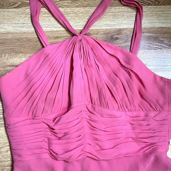 Vintage Y2K Anne Klein Plus Size 16 Silk Halter Dress Soft Powder Pink Ruched - Picture 8 of 11